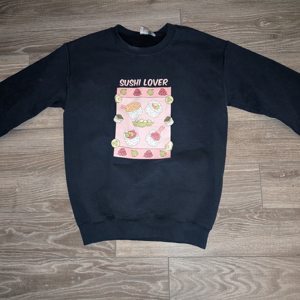 Black and Pink Crewneck Sweater with Cropped Design